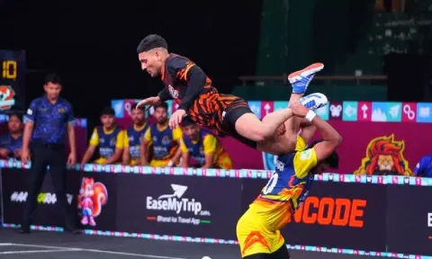 Players in action during Yuva Kabaddi Series Winter Edition