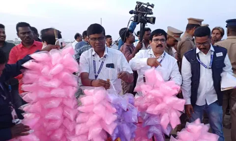 Food Safety officials seize cotton candies during an inspection at Marina Beach. 