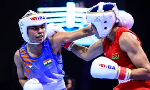 Nikhat Zareen (50kg) was in action for the first semifinals of the day. (IANS) 