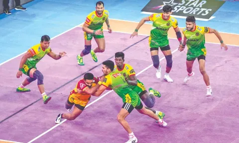 Action during Patna Pirates and Telugu Titans in the PKL