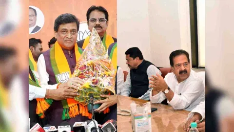 Ashok Chavan and Congress leaders Ramesh Chennithala and Nana Patole. (Photo/ANI)