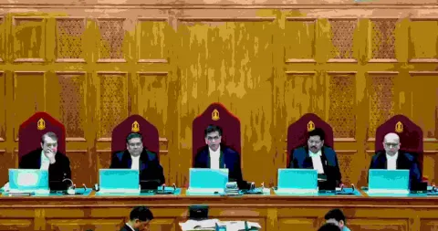  The five-judge bench during pronouncement of verdict on electoral bond scheme