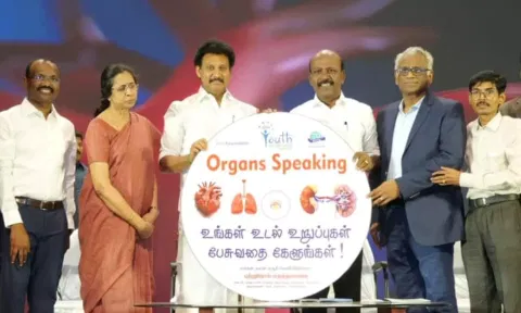 Health Minister Ma Subramanian and School Education Minister Anbil Mahesh Poyyamozhi inaugurated the 7th Youth Health Mela on Thursday. (x/@Subramanian_ma)