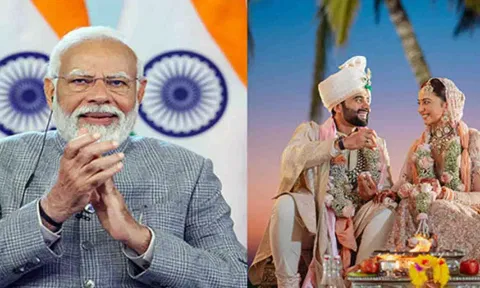 Prime Minister Narendra Modi, Rakul Preet Singh, Jackky Bhagnani (ANI)