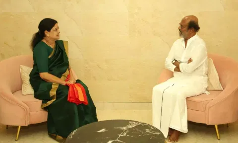 Actor Rajinikanth with VK Sasikala. 