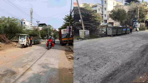 (L-R; Before & After) Corporation staff swung into action by removing the bins.
