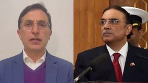  PTI Chairman Barrister Gohar Ali Khan, PPP co-chairman Asif Ali Zardari (IANS)