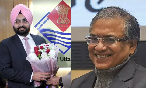 (L-R) Sukhbir Singh Sandhu and Gyanesh Kumar