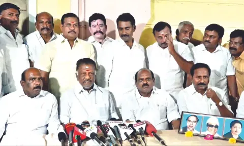Panneerselvam meeting the press to announce his candidature