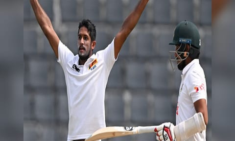 Kasun Rajitha celebrating (ICC)