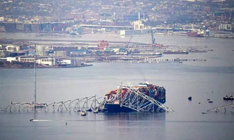 US bridge collapses after being hit by a vessel (Reuters)