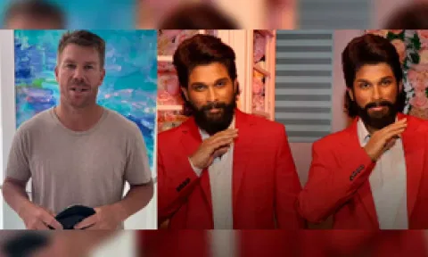 David Warner; Allu Arjun Waxing statue (IANS)