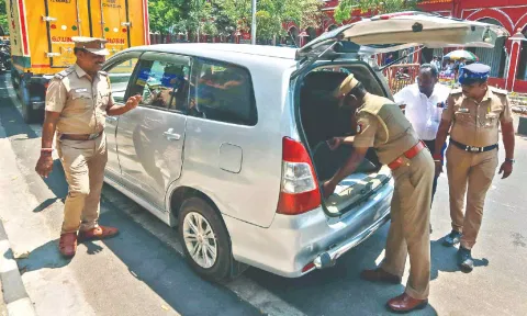 Officials conduct security check ahead of Lok Sabha Polls 