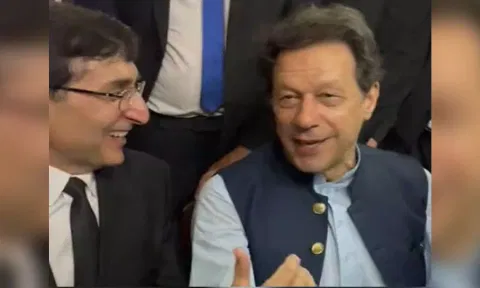 PTI Chairman Barrister Gohar Ali Khan with Imran Khan(X/ @BarristerGohar)