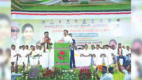 Edappadi K Palaniswami addressing a meeting in Krishnagiri