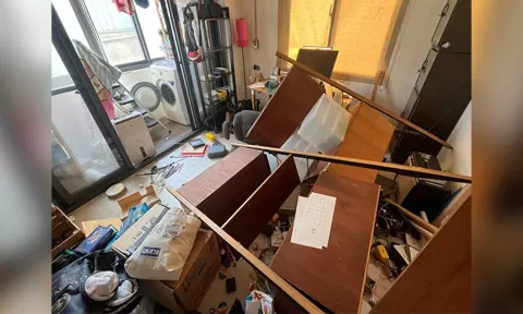 Damaged apartment following earthquake, in New Taipei City (Reuters)