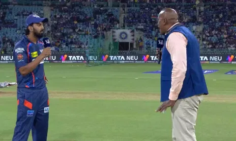 KL Rahul during the toss (Screengrab)