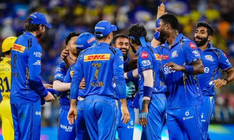 MI players during the match (PTI)
