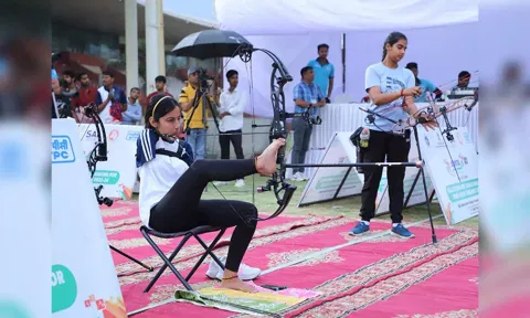 Sheetal Devi in action during Khelo India national archery meet (ANI)