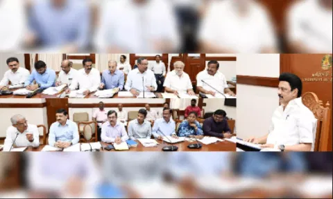 Chief Minister MK Stalin in a review meeting with senior ministers and officials