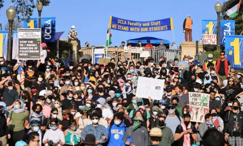 People gather at the University of California Los Angeles (Reuters)