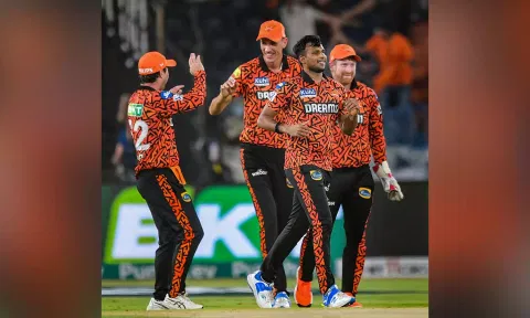 SRH Players celebrating after a wicket (PTI)