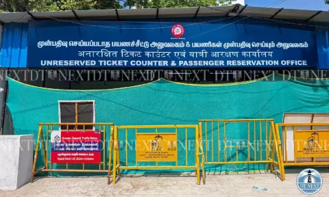 Temporary ticket counter in Chennai Egmore railway station (Photo: Hemanathan M)