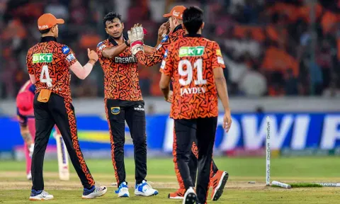 T Natarajan celebrates after a wicket (PTI)