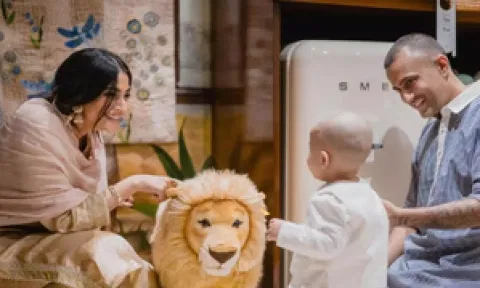Sonam Kapoor with her husband Anand Ahuja and her son Vayu (IANS)