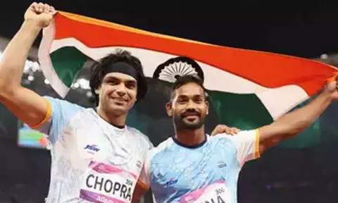 Neeraj Chopra and Kishore Jena (PTI) 