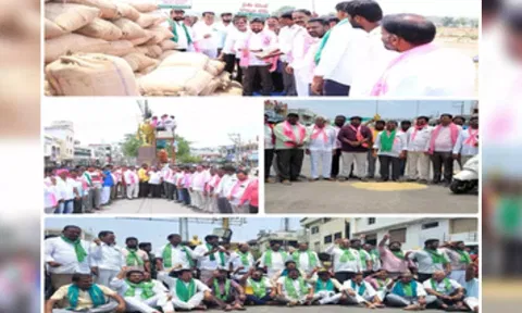  Bharat Rashtra Samithi (BRS) staged protests across Telangana (IANS)