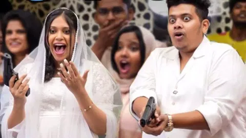 Aaliya and Irfan at their unborn baby's gender reveal party. (Screengrab)