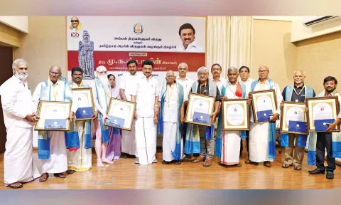 Chief Minister MK Stalin with award winners,on Saturday