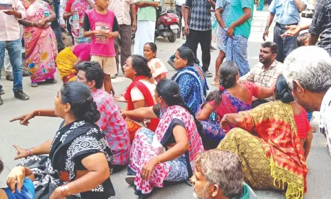Kin of the deceased hold a protest demanding justice