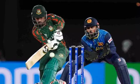 Litton Das plays a shot during the match (PTI)