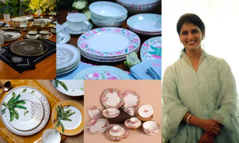 (L top) Ashrafi, Nizam-e-Gul collection, (L bottom) Tamil Nadu inspired Kanika Vriksha collection, Verandah and (R) Anusha Ashyanth