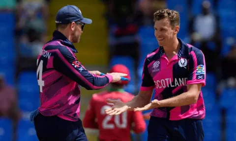 Scotland players celebrates after a wicket (PTI)