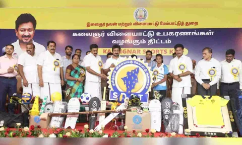 Minister of Youth Welfare and Sports Development, Udhayanidhi Stalin, unveiled the new logo of SDAT (X/ @Udhaystalin)