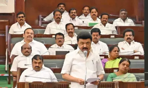 CM Stalin speaking in the Assembly session (Credits: X/ @CMOTamilnadu)