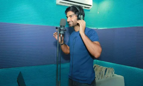 Atharvaa Murali during DNA dubbing session