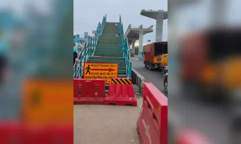 Pedestrians are now forced to cross the road in OMR as over a dozen foot over bridges have been removed. 