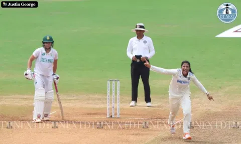 Sneh Rana celebrates after a wicket (Photo: Justin George)