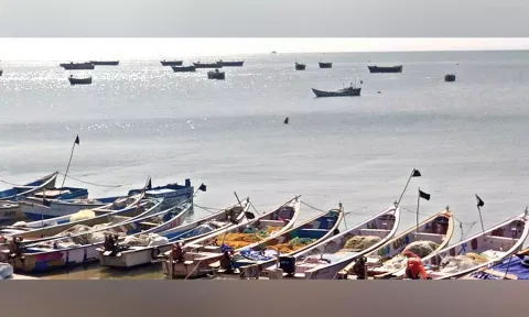 Black flags put up on country boats at Pamban on Thursday