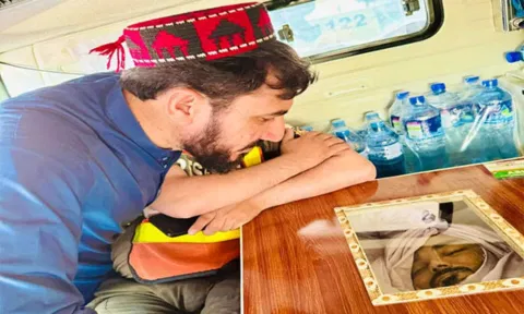 PTM founder Manzoor Pashteen pay last rites to Gilaman (ANI)