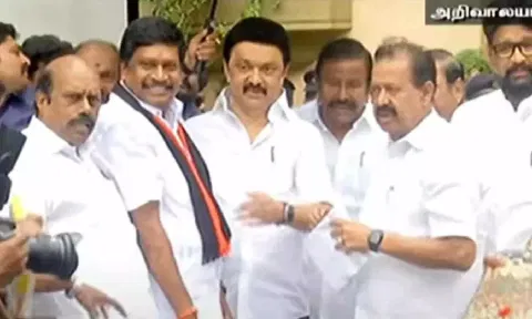 DMK's Anniyur Siva meets CM Stalin after Vikravandi bypoll win