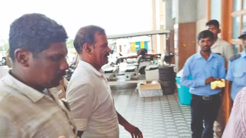 Triplicane Inspector Prithviraj being taken to Karur Medical College for medical assessment on Wednesday