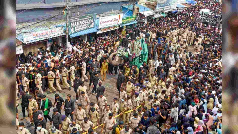 Muslim devotees take out 'Tazias' during a procession on the tenth day of the Islamic month of Muharram (Photo/PTI)