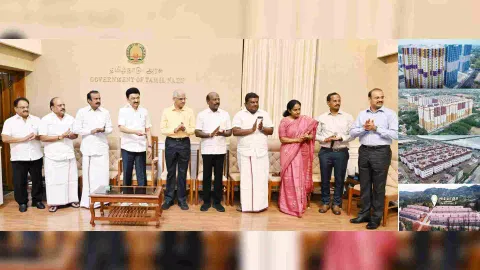 CM MK Stalin opening the new housing complexes of TNUHDB and TNHB from Secretariat on Monday 