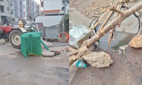 Metro Water board’s equipment used to close the repair the drain
