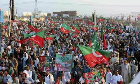 Supporters of imprisoned former Prime Minister Imran Khan (AP)